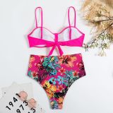 Women's solid color floral bikini swimsuit