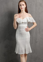 Collar Mini Evening Dress Dinner Party Formal Party Sexy Nightclub Girl Chic Elegant Short Dress