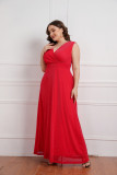 Plus Size Women's Summer Sleeveless V-Neck Gown Maxi Dress