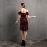 Collar Mini Evening Dress Dinner Party Formal Party Sexy Nightclub Girl Chic Elegant Short Dress