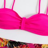 Women's solid color floral bikini swimsuit