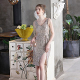 Formal Party Evening Dress Female Sequins Short Dress Party Dress