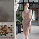 Formal Party Evening Dress Female Sequins Short Dress Party Dress