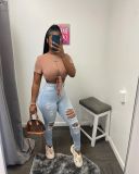 Women's Ripped Denim Tight Pants