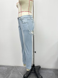 Women's Pants Sexy Baggy Plus Size Pants Casual Butt Hole Lace-Up Denim Pants