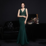 Elegant Lace Diamond Formal Party Dress Bride Long Mermaid Evening Dress