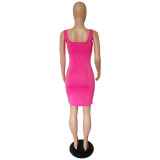 Customize Women Summer Solid Color Slip Dress