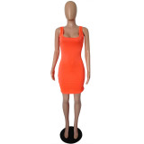 Customize Women Summer Solid Color Slip Dress