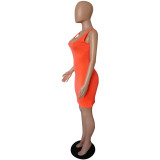 Customize Women Summer Solid Color Slip Dress