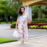 Customize WomenLong Sleeve Printed Robe Leggings Two-Piece Set