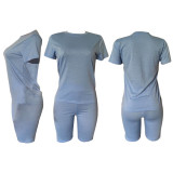 Customize Women Solid Color T-Shirt and Shorts Two-Piece Set