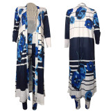 Customize WomenLong Sleeve Printed Robe Leggings Two-Piece Set
