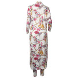 Customize WomenLong Sleeve Printed Robe Leggings Two-Piece Set