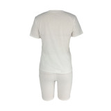 Customize Women Solid Color T-Shirt and Shorts Two-Piece Set