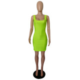 Customize Women Summer Solid Color Slip Dress
