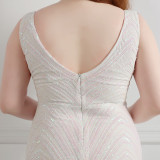 Plus Size Women Sequined Formal Party Maxi Mermaid Dress