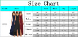 Women sexy solid color v-neck suspenders slit dress
