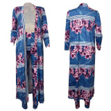 Customize WomenLong Sleeve Printed Robe Leggings Two-Piece Set