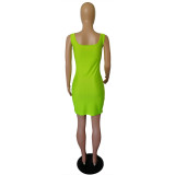 Customize Women Summer Solid Color Slip Dress