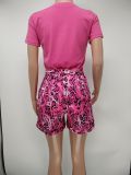 Customize Women Solid Color T-Shirt and Snake Print Shorts Two-Piece Set