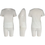 Customize Women Solid Color T-Shirt and Shorts Two-Piece Set