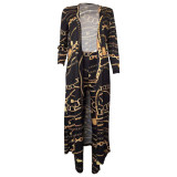 Customize WomenLong Sleeve Printed Robe Leggings Two-Piece Set