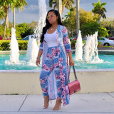 Customize WomenLong Sleeve Printed Robe Leggings Two-Piece Set