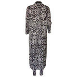Customize WomenLong Sleeve Printed Robe Leggings Two-Piece Set