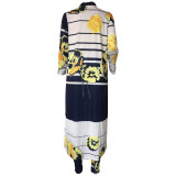 Customize WomenLong Sleeve Printed Robe Leggings Two-Piece Set