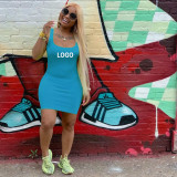 Customize Women Summer Solid Color Slip Dress