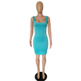 Customize Women Summer Solid Color Slip Dress