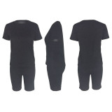 Customize Women Solid Color T-Shirt and Shorts Two-Piece Set