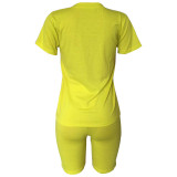 Customize Women Solid Color T-Shirt and Shorts Two-Piece Set