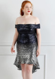 Plus Size Women Sequin Formal Party Mermaid Dress