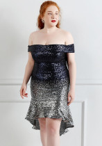 Plus Size Women Sequin Formal Party Mermaid Dress