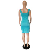 Customize Women Summer Solid Color Slip Dress