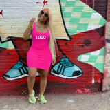 Customize Women Summer Solid Color Slip Dress