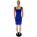 Customize Women Summer Solid Color Slip Dress