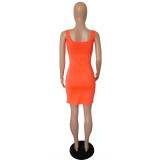 Customize Women Summer Solid Color Slip Dress
