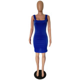 Customize Women Summer Solid Color Slip Dress