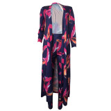 Customize WomenLong Sleeve Printed Robe Leggings Two-Piece Set