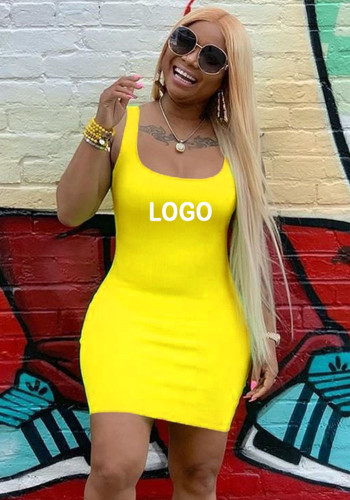 Customize Women Summer Solid Color Slip Dress