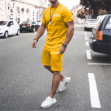 Customize Summer Men Short Sleeve Top and Shorts Two-Piece Set