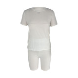 Customize Women Solid Color T-Shirt and Shorts Two-Piece Set