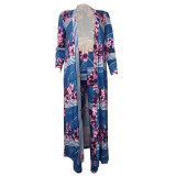 Customize WomenLong Sleeve Printed Robe Leggings Two-Piece Set