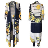 Customize WomenLong Sleeve Printed Robe Leggings Two-Piece Set