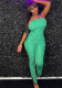 Women's Fashion Sexy Low Back Wrap Chest Tight Fitting Slim Waist Bodycon Split Jumpsuit