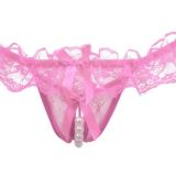 Lace Open Crotch Thong Massage Pearl Sexy Panties Plus Size