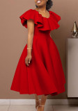 Women's Summer Fashion Chic Ruffle Formal Party Gown Dress