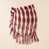Summer Leopard Beach Holidays Chiffon Print Tie Dye Lace-Up Beach cover-up